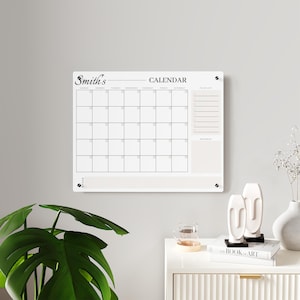Classic Acrylic Calendar for Wall | Clear Home Office Glass Calander Dry Erase Board |Reusable Whiteboard | Monthly Family Planner