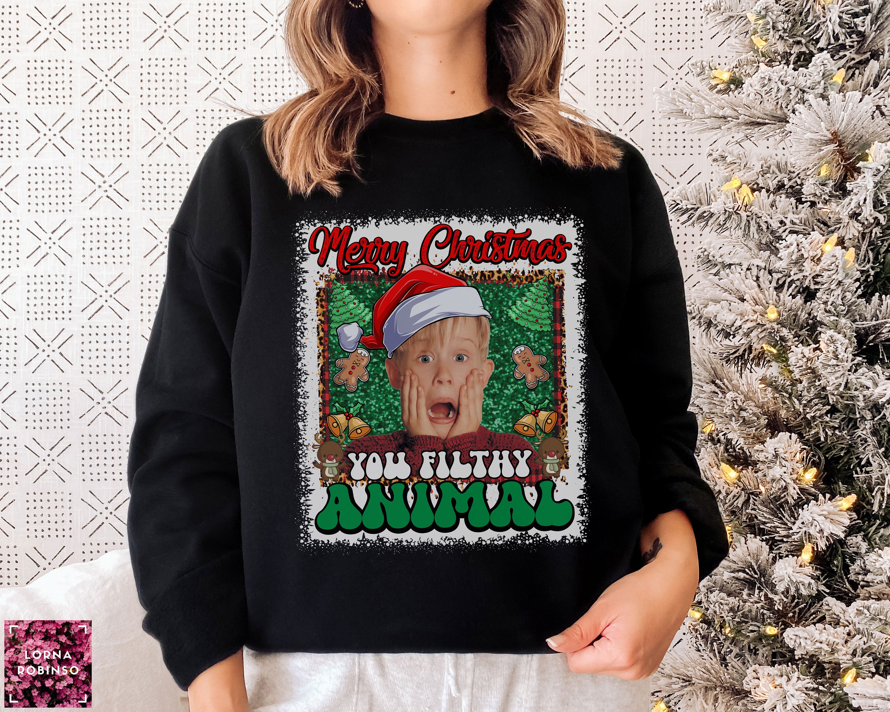 Discover Merry Christmas You Filthy Animal Sweatshirt, Kevin Home Alone Sweatshirt, Christmas Movie Shirt, Christmas Shirt, Home Alone Movie Sweatshirts