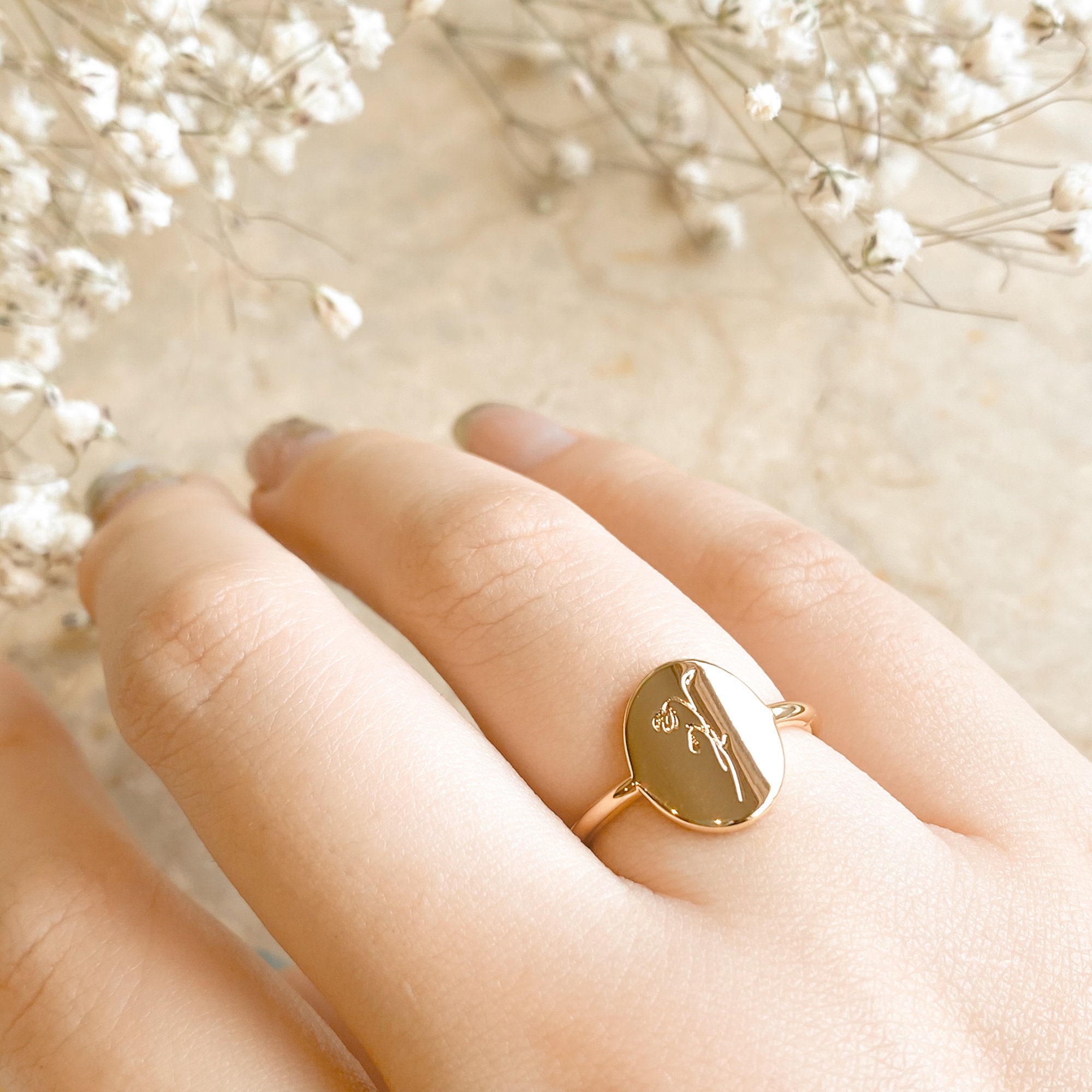 Birth Flower Ring 18k Gold Filled Floral Ring Personalized Etsy