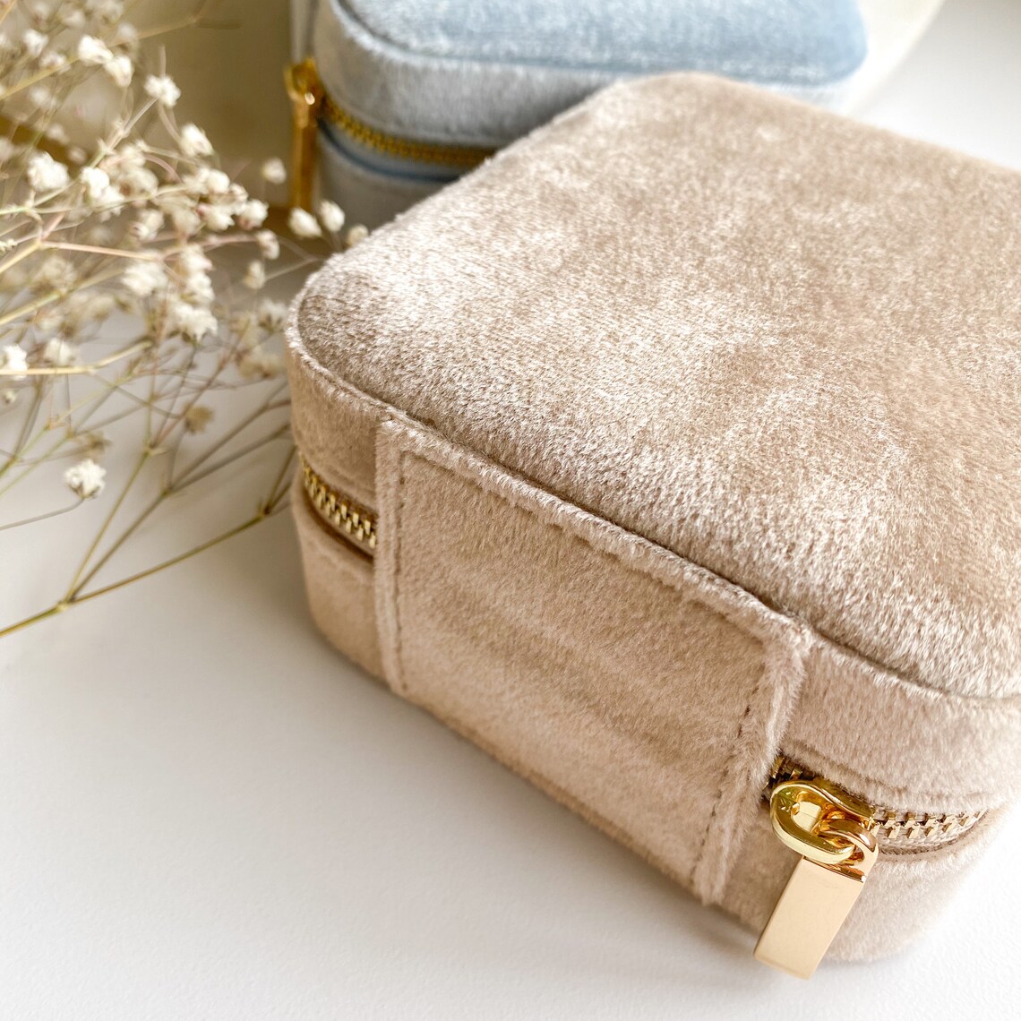 Luxury Velvet Jewelry Case With Mirror Jewelry Travel Case Etsy