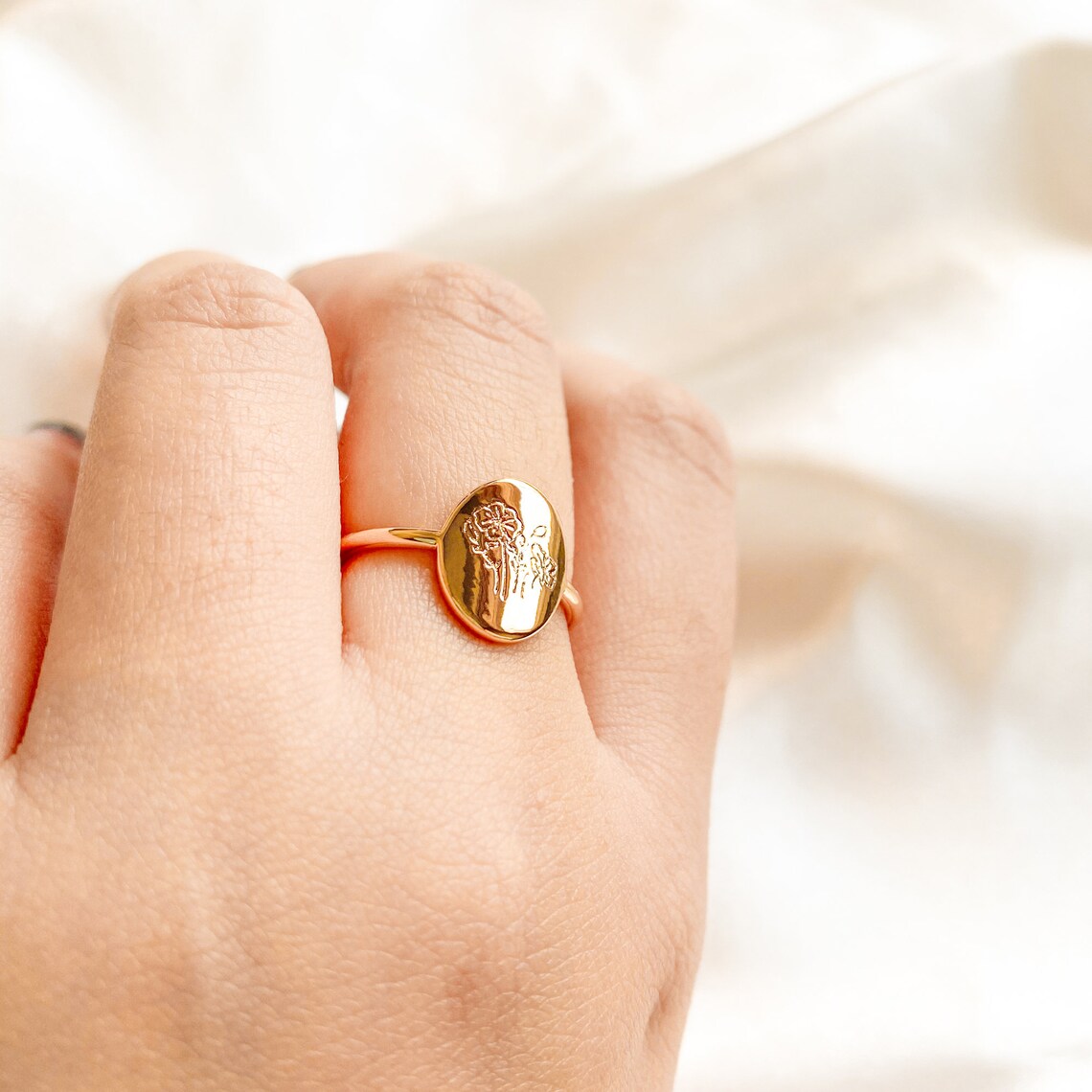 Birth Flower Ring PreOrder 18k Gold Filled Floral Ring Etsy