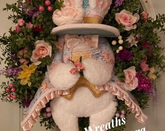 Easter Mad Hatter Rabbit Wreath