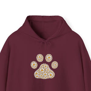 Daisy Paw hoodie, dog lover sweatshirt, floral paw print hooded sweatshirt, Unisex Heavy Blend™ Hooded Sweatshirt, sizes S - 5XL