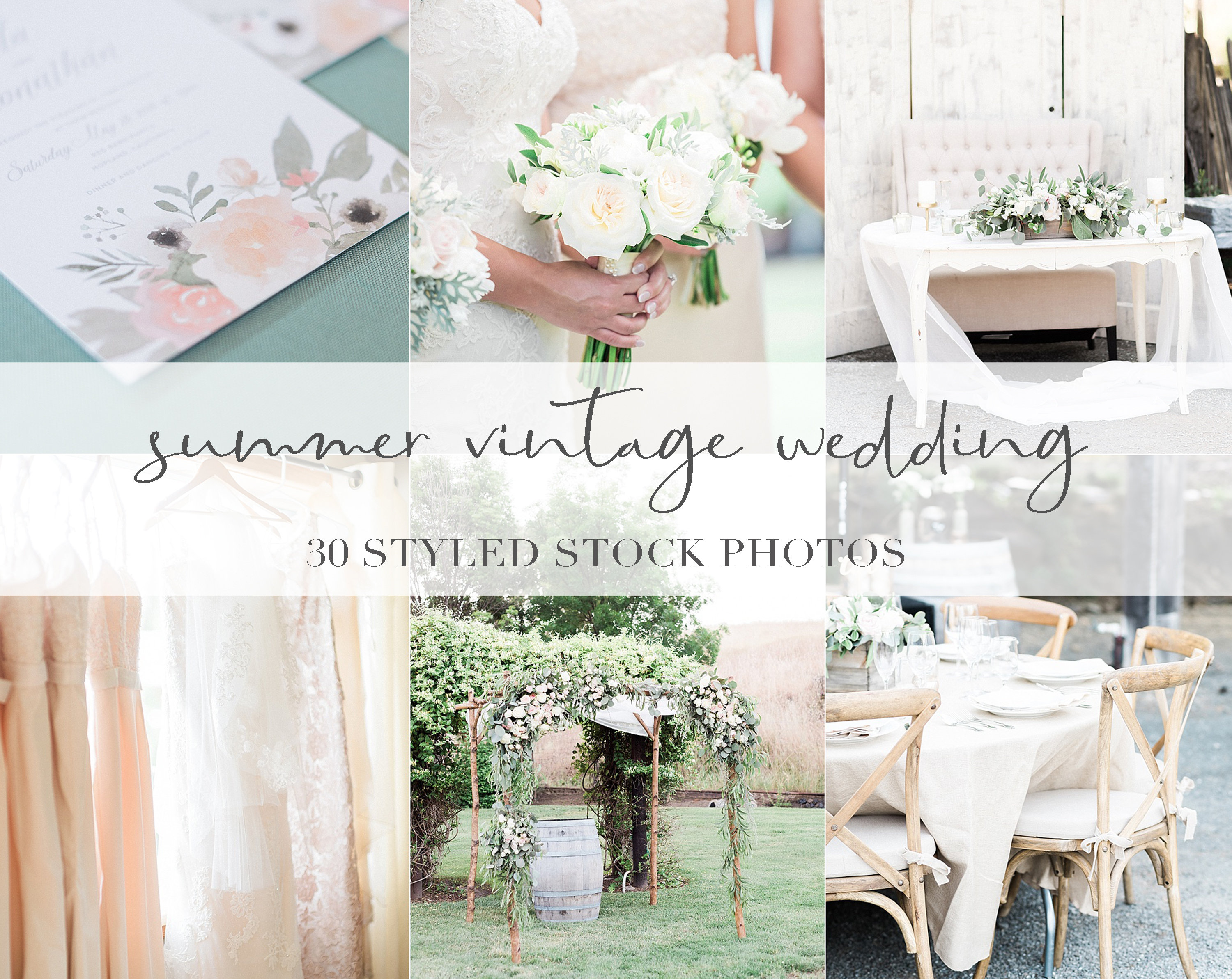 Summer Vintage Wedding Stock Photo Bundle (Digital Download)