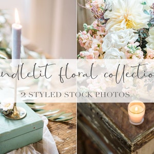 Candlelit Floral Stock Photo Bundle: Styled Branding Images (Digital Download)