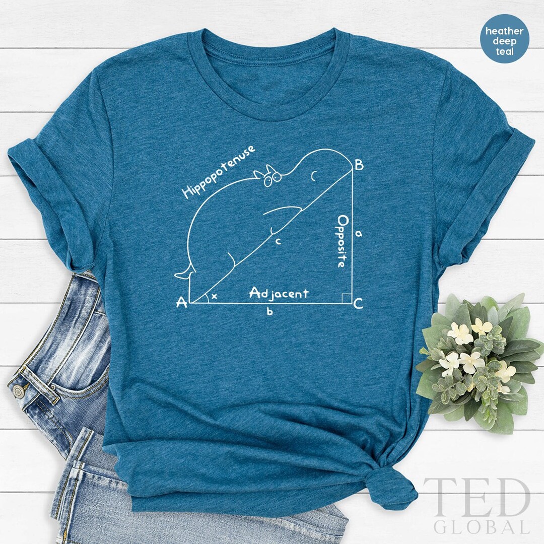 Funny Math T Shirt, Funny Hippopotenuse T Shirt, Math Teachers TShirt,  Teacher Shirt, Geometry Teacher Gift, Geometry Nerd Gift