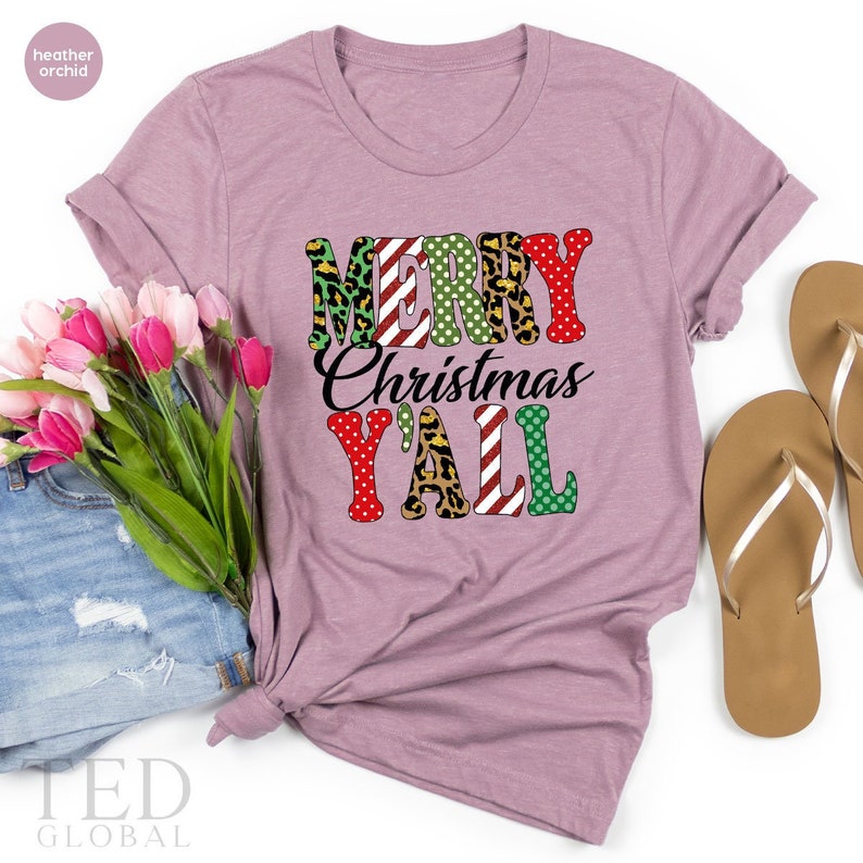 Funny Merry Christmas Y All T Shirt Holiday Outfit T Etsy