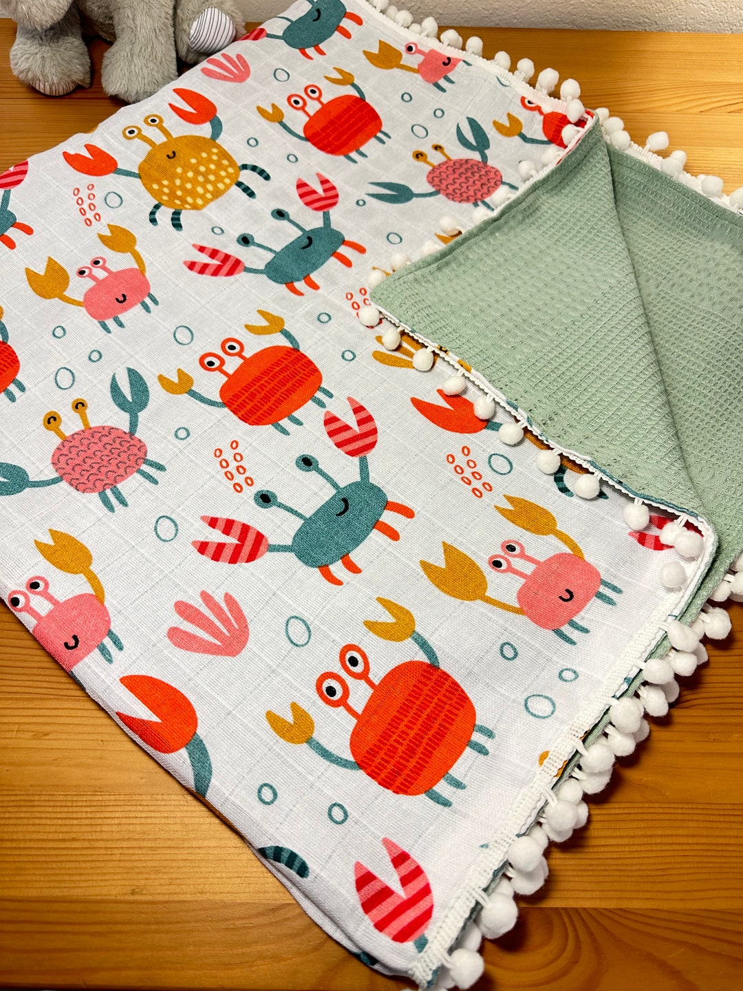 Natural Baby Blanket Cotton Blanket Personalised Baby Wrap Swaddle