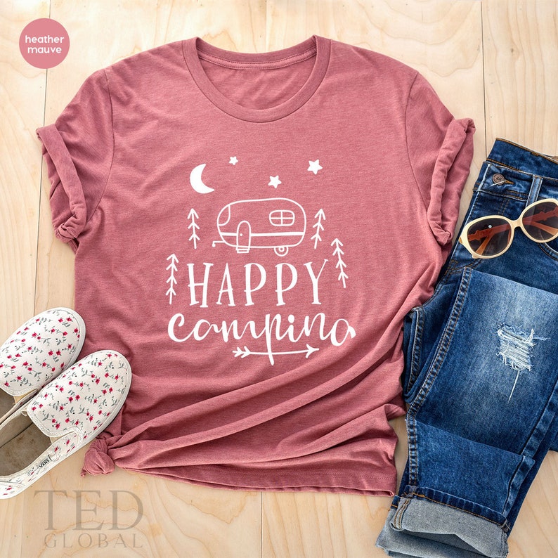 Camping T Shirts Happy Camping TShirt Camper Gift Camping Etsy