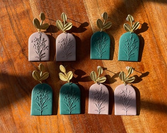 Lily Textured Earrings | Handmade Polymer Clay Floral Earrings | Women's Statement Jewelry | Boho Clay Earrings | Gifts for her