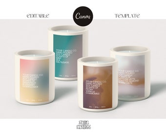 Gradient Product Label Modern Candle Label Editable Template Printable Professional Candle Label Design