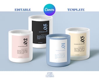 Modern Label Template Design Personalize Candle Label Editable Template Printable Professional Candle Label Design