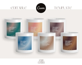 Gradient Product Label Modern Candle Label Editable Template Printable Professional Candle Label Design