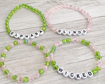 Wicked Inspired Beaded Bracelet Set – Glinda, Elphaba, Wicked