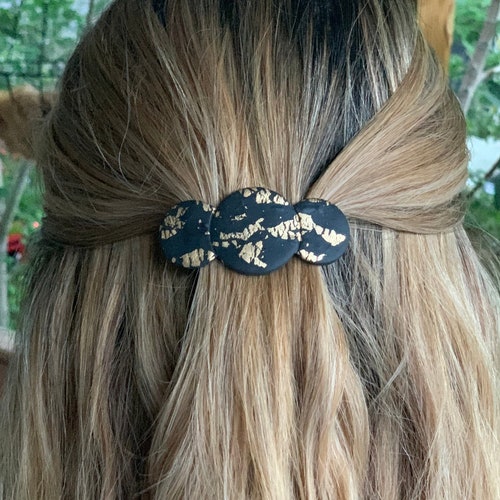 Hair Barrettes With Gold Flakes Etsy