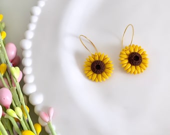Handmade Polymer Clay Sunflower Earrings