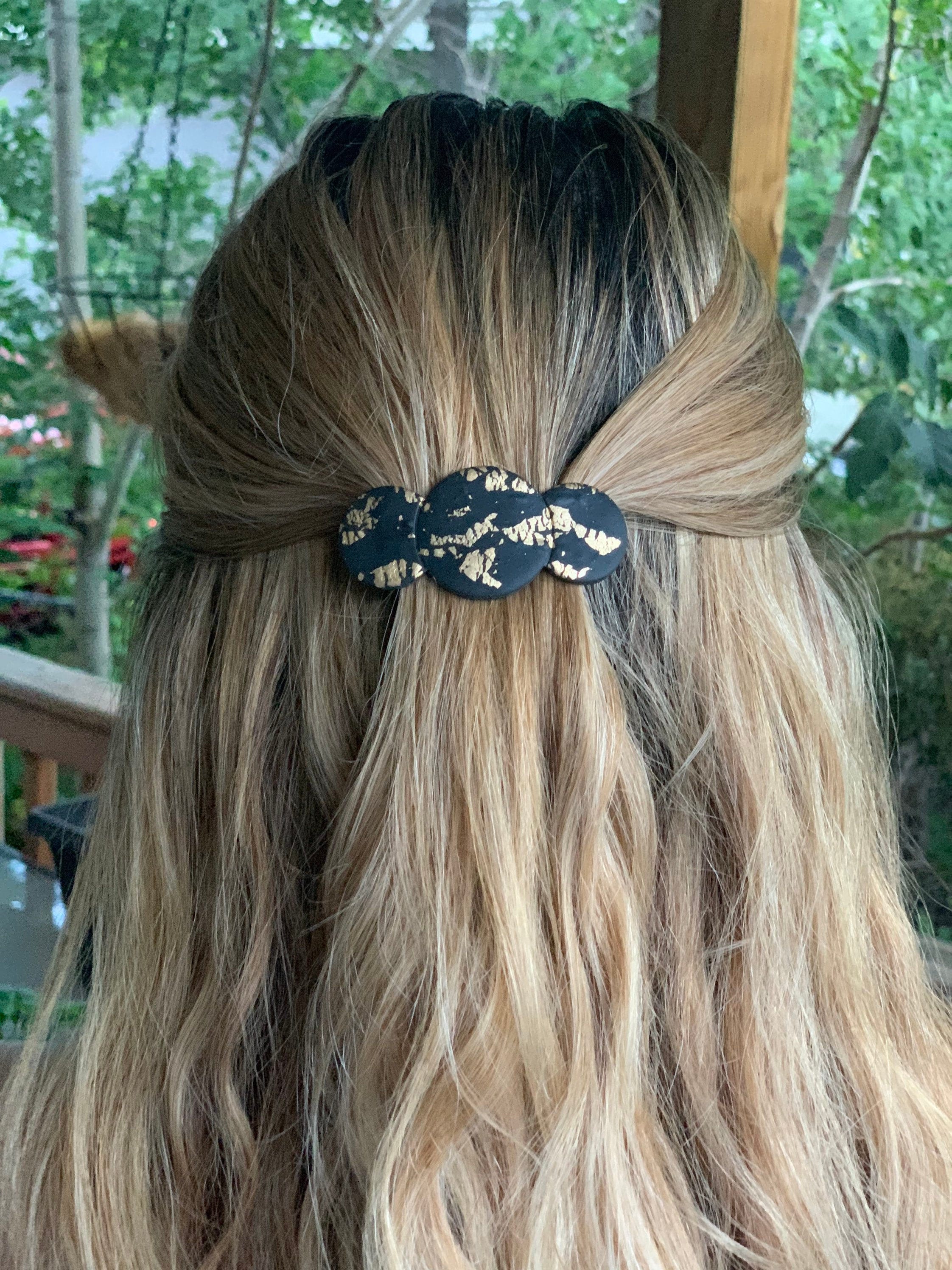 Hair Barrettes With Gold Flakes - Etsy Hair Barrettes With Gold Flakes - Etsy