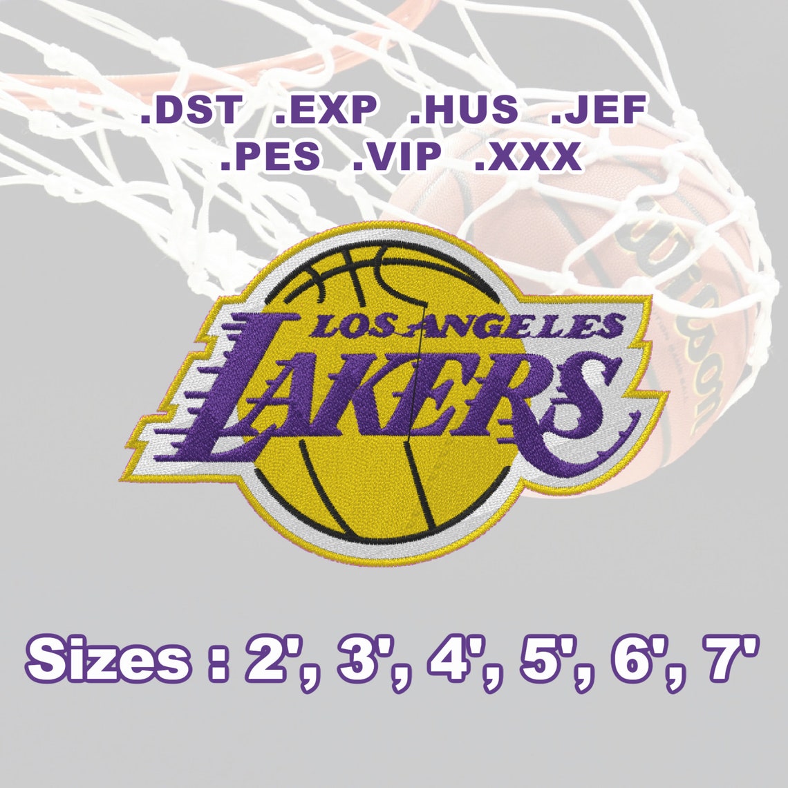 Los Angeles Lakers Machine Embroidery Design Digital Los Angeles Lakers Machine Embroidery Design Digital