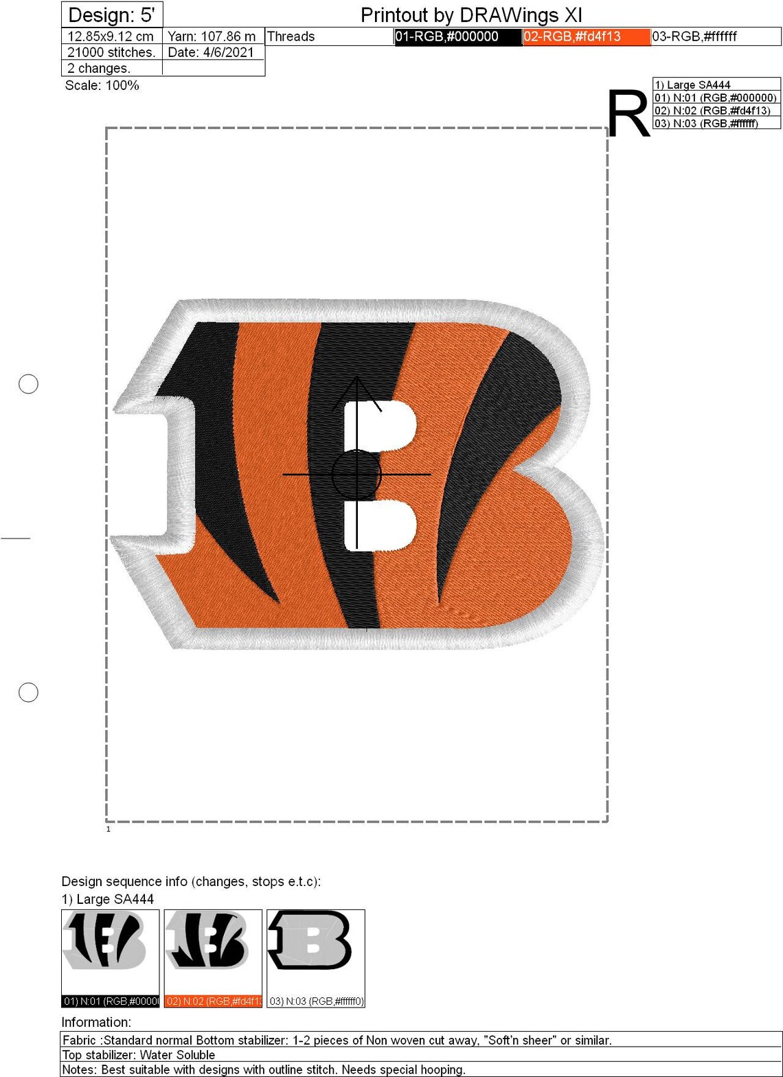Cincinnati Bengals Machine Embroidery Design Digital Download Etsy