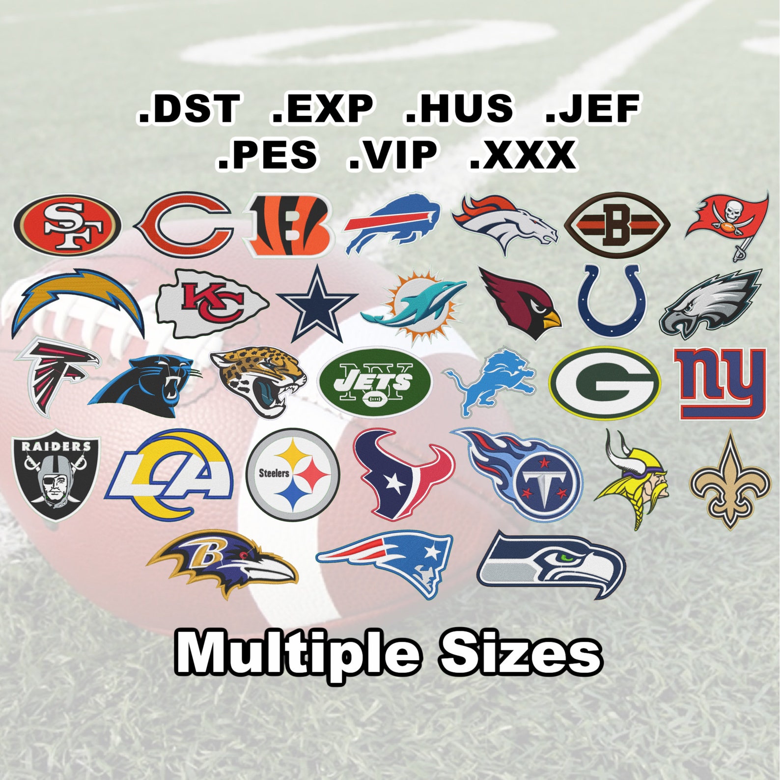 NFL Machine Embroidery Design Bundle 33 Designs Digital  Etsy