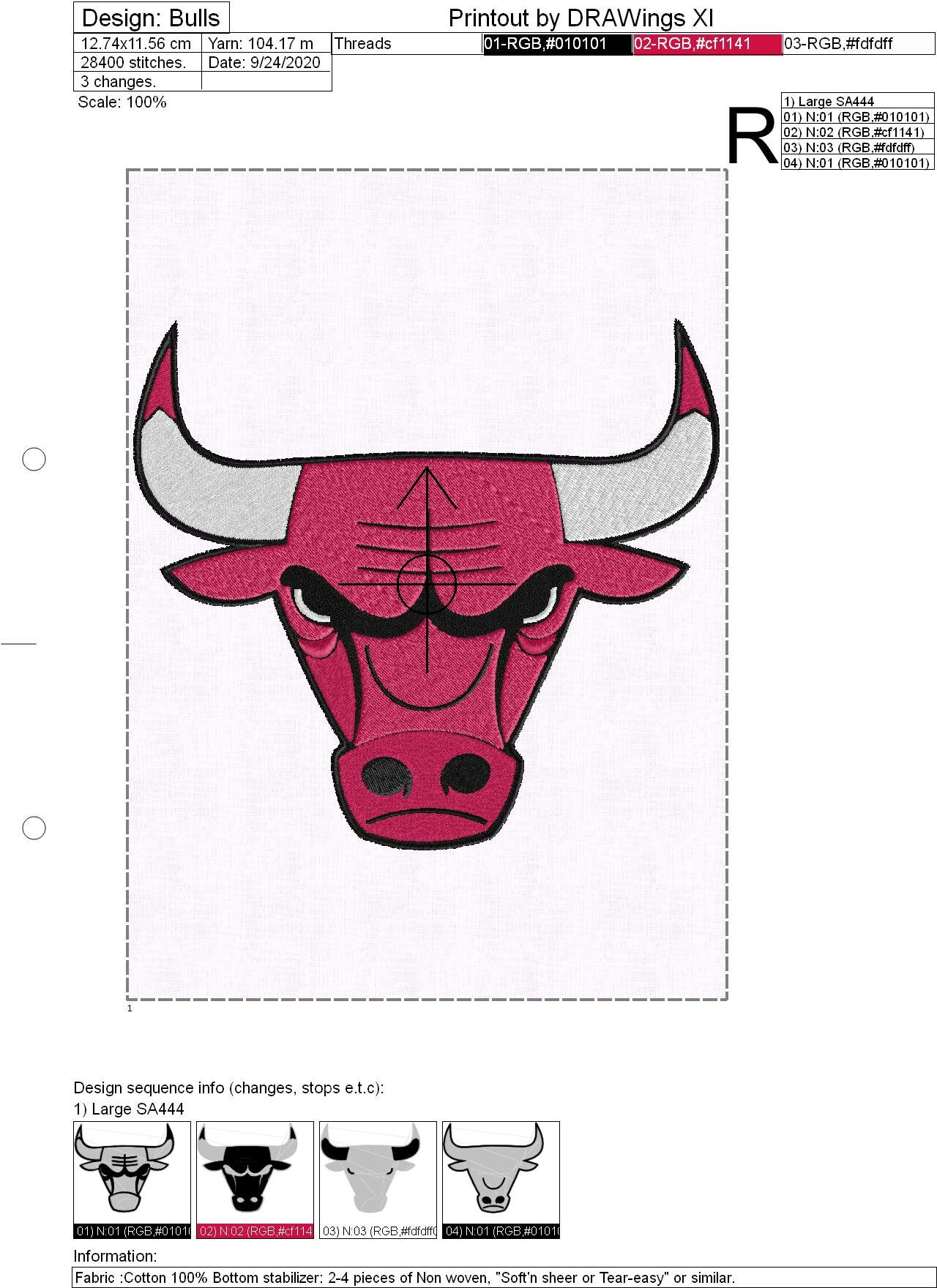 Chicago Bulls Machine Embroidery Design Bundle Digital Etsy