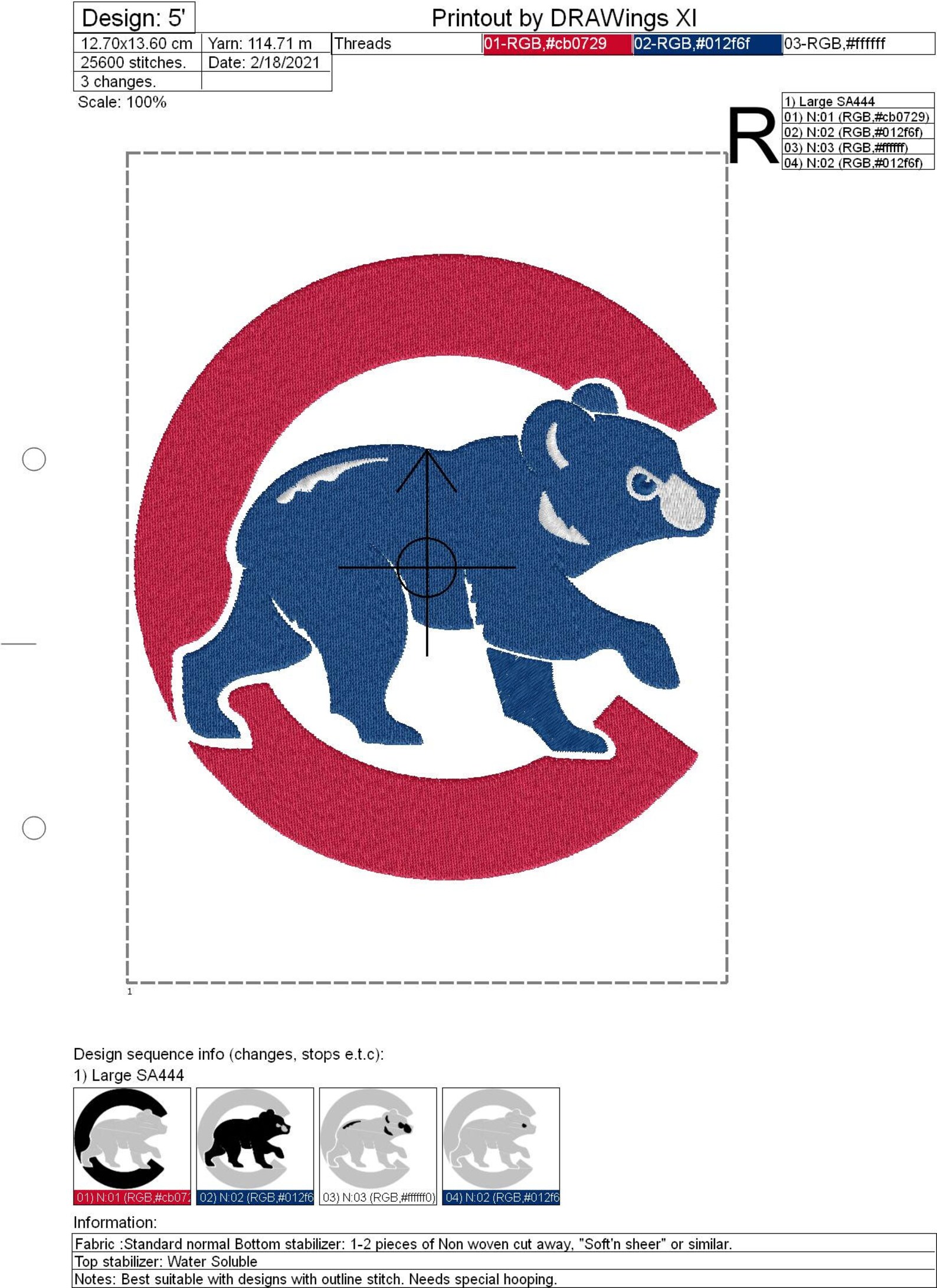 Chicago Cubs Machine Embroidery Design Digital Download Only Etsy