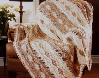 Coffee & Cream Diamonds Throw Crochet Pattern l Throw Afghan Pattern l Crochet Blanket Pattern