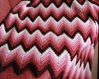Rosy Ripple Afghan Crochet Pattern l Throw Afghan Pattern l Crochet Blanket Pattern l Easy Afghan Pattern