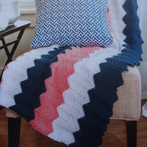 Ripple Afghan Crochet Pattern l Throw Afghan Pattern l Crochet Blanket Pattern l Easy Ripple Afghan Pattern I Digital Pattern