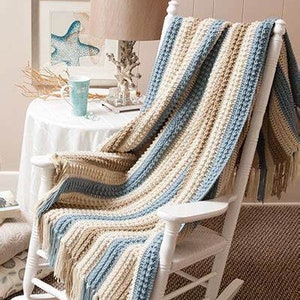 Sand & Sea Afghan Pattern l Throw Afghan Pattern l Crochet Blanket Pattern l Easy Afghan Pattern