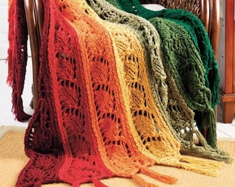 Spring, Summer & Fall Knit Afghan Pattern l Throw Afghan Pattern l Knit Blanket Pattern l Easy Knit Pattern