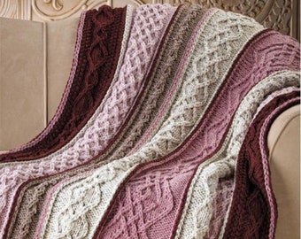 Twisted Stitches Throw Knit Pattern - Throw Afghan Pattern - Knit Blanket Pattern