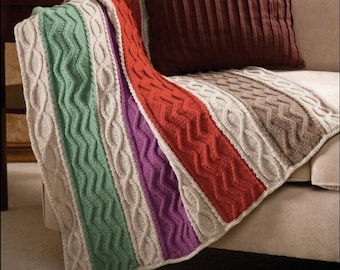 Zigzag and Cables Throw Knit Pattern l Throw Afghan Pattern l Knit Blanket Pattern