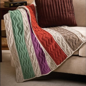 Zigzag and Cables Throw Knit Pattern l Throw Afghan Pattern l Knit Blanket Pattern I Digital Pattern