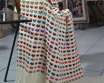 Row of Hearts Throw Pattern l Throw Afghan Pattern l Crochet Blanket Pattern I Throw Blanket Pattern I Digital Pattern