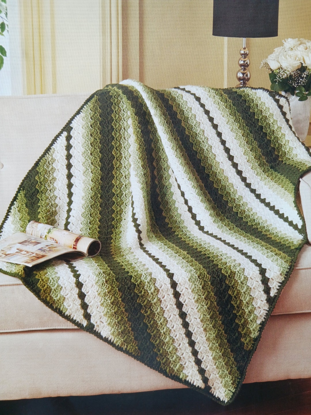 Diagonal Stripes Crochet Afghan Pattern I Throw Afghan Pattern I