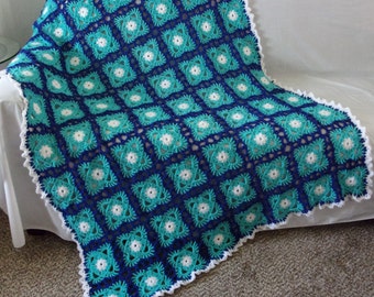 Handmade Throw Afghan l Crochet Afghan Blanket l Granny Square Afghan