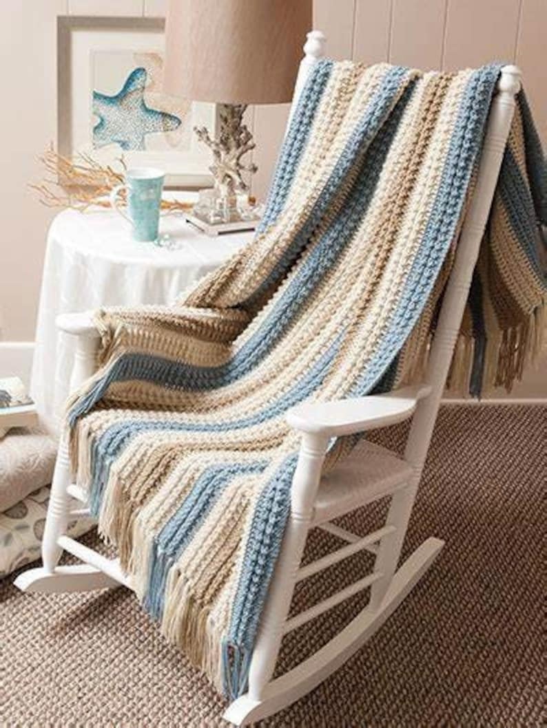 Sand & Sea Afghan Pattern l Throw Afghan Pattern l Crochet Blanket Pattern l Easy Afghan Pattern image 1