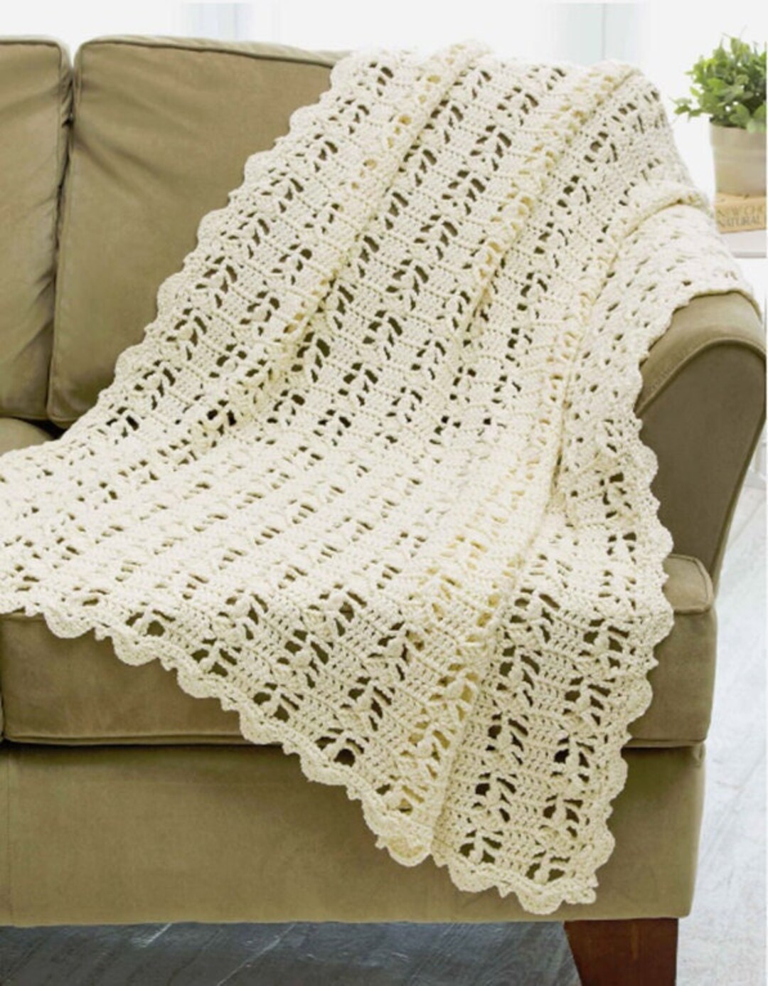 Ivory Lace Throw Crochet Pattern L Throw Afghan Pattern L Crochet