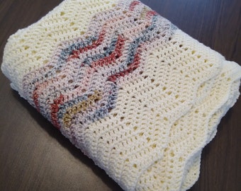Handmade Crochet Afghan l Ripple Throw Afghan l Afghan Blanket