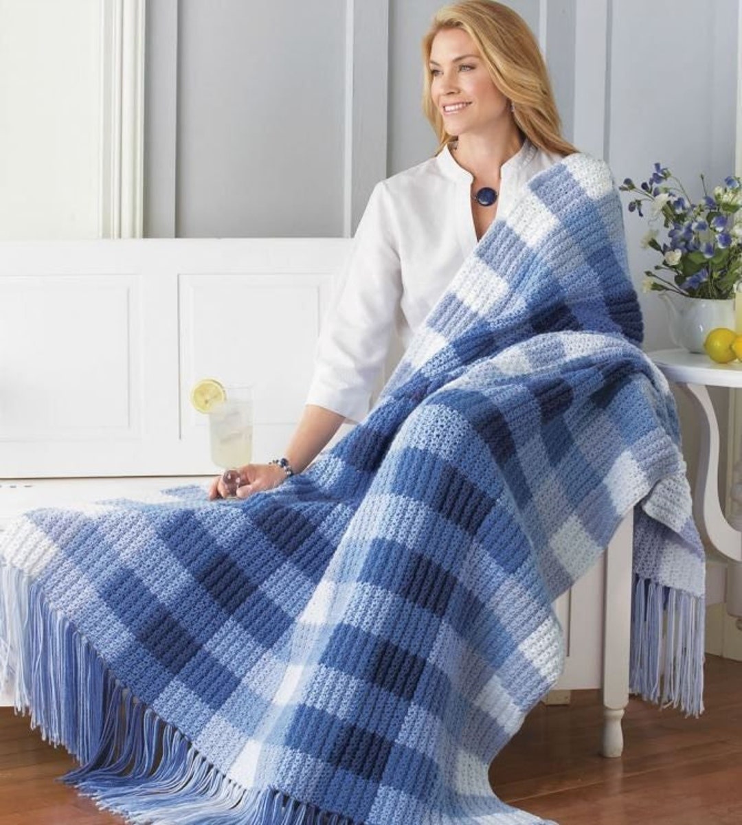 Perfectly Plaid Afghan Pattern L Throw Afghan Pattern L Crochet Blanket Pattern I Digital Pattern
