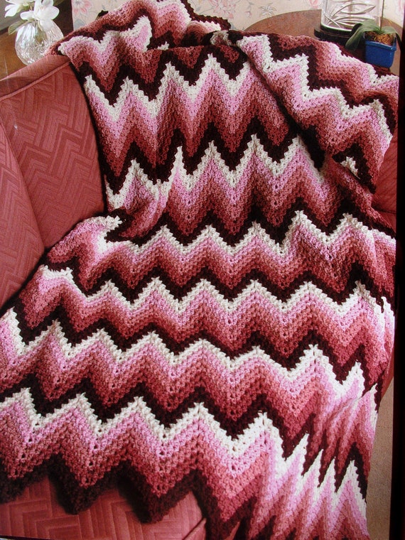 Rosy Ripple Afghan Pattern  Crochet Throw Afghan Pattern