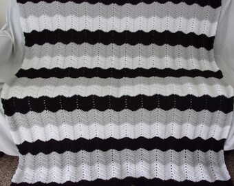 Handmade Afghan Blanket l Throw Afghan l Crochet Afghan Blanket l Ripple Afghan l 56" x 72" l Free Shipping