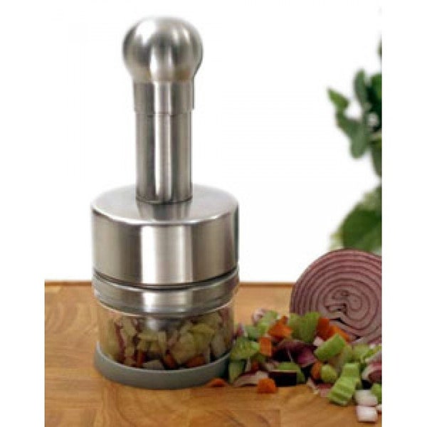 Manual Food Chopper,  Hand Chopper Dicer, Easy Manual Slap Press for Fruits, Vegetables, Onion, Guacamole, Salsa Maker (Stainless Steel)