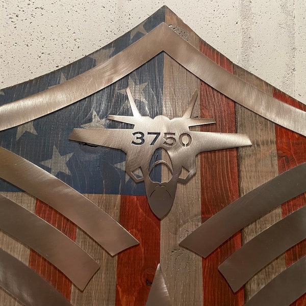 Custom Military Aircraft Line Number Badge ADD-ON for Rank Stripes ~ Wood/Metal Stripe NOT included