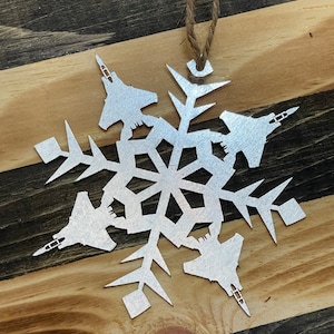 Steel F15 Eagle Snowflake Ornament ~ Metal