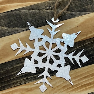 Steel F22 Raptor Snowflake Ornament ~ Metal