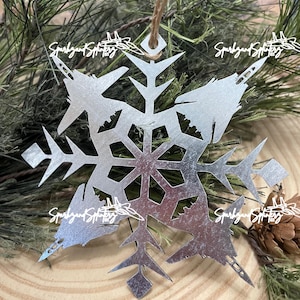 Steel Navy F14 Tomcat Snowflake Ornament ~ Metal