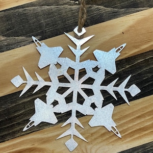 Steel F35 Lightning II Snowflake Ornament ~ Metal