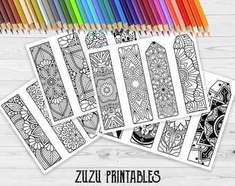 DIGITAL DOWNLOAD / 16 Coloring Mandala Bookmarks / Junk Journal / Craft Project